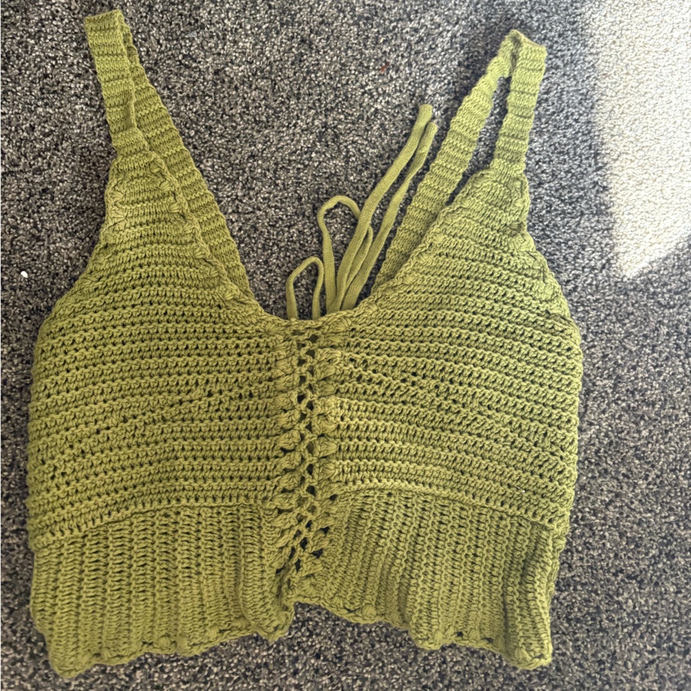 Forever 21 Olive Crochet Top